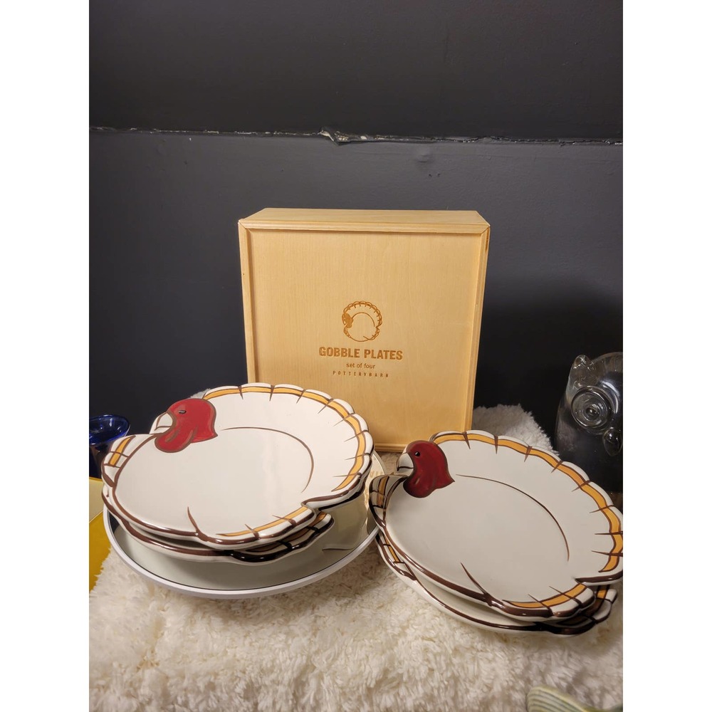 Set of 4 "Gobble" Plates By Pottery Barn